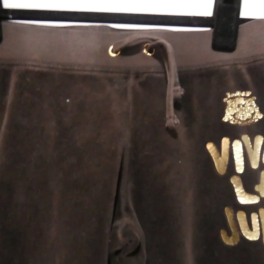 JUICY COUTURE | size 7 | Brown Soft Velour Gold Viva La Juicy Pants - Picture 4 of 16